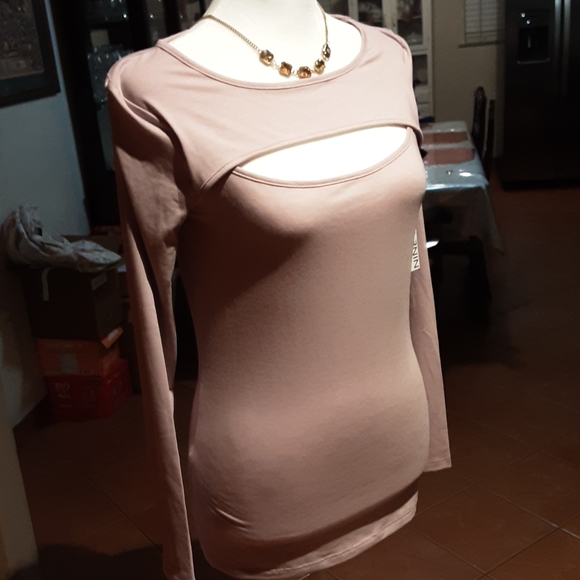 NINE WEST TAN Blouse Spandex - Picture 1 of 5